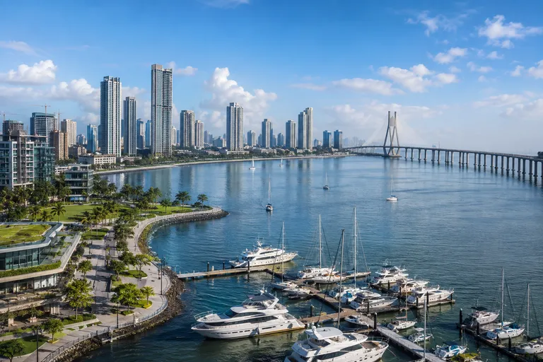 Illustrative view of a Mumbai waterfront and skyline